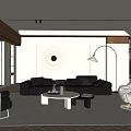 Modern Living Room Home Single Sofa Side Table Coffee Table Combination Floor Lamp 3d model