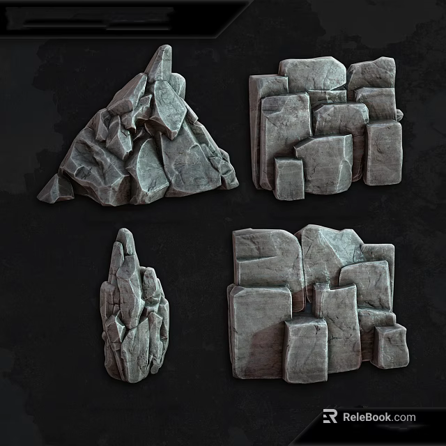 Natural Stone And Wood Building Materials With Textured Structures For Design Projects 3d model
