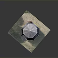 Detailed Gazebo Model With Conical Roof Columns Steps And Grass Base