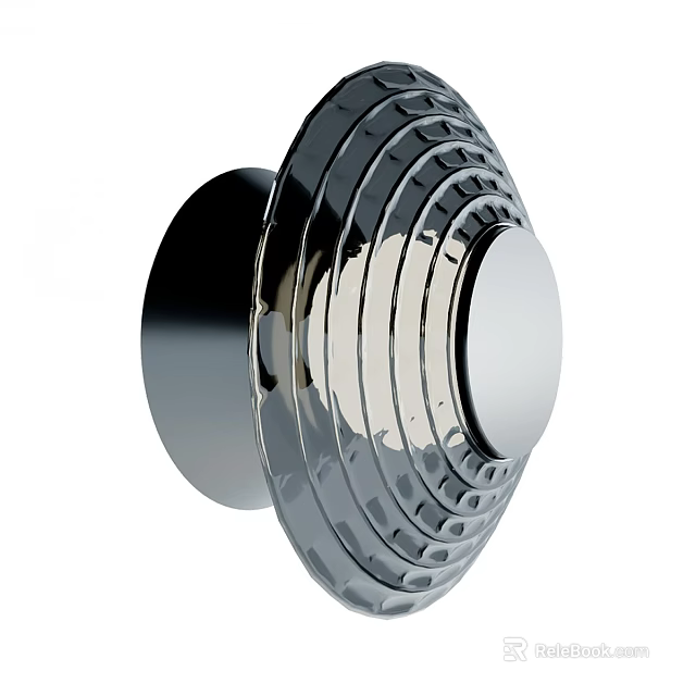 Modern Chrome Wall Lamp With Circular Rings And Sleek Reflective Surface 3d model 