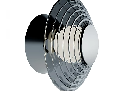 Modern Chrome Wall Lamp With Circular Rings And Sleek Reflective Surface 3d model