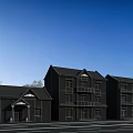 Two Story Detached Villa With White Exterior Dark Roof Multiple Windows Front Driveway And Trees