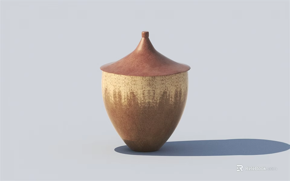 Brown And Beige Textured Surface Spice Jar With Gradient Rounded Bottom Lid On Gray Background 3d model 