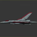 3D Model of Streamlined Fighter Jet With Gray Body Red Wings and Tail