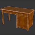 Brown Wooden Desk With Single Drawer Cabinet And Sturdy Legs For Home Office Use