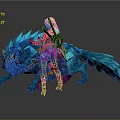 Game Movie Character In Purple Robe With Golden Decorations And Blue Wolf Companion
