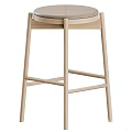 Modern Bar Stool With Black Metal Frame Round Seat And Wooden Footrest