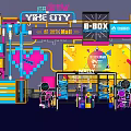 YIKE CITY Photo Check-in Spot with 8-BOX Neon Lights Pixel Art Heart and Colorful Installations