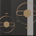 Sleek Golden Circular Clocks On Black And White Striped Wall Background