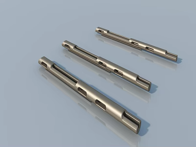 Durable Metal Swing Door Hardware Three Long Sleek Bar Design 3d model