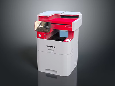 Versa Red And White Multifunctional Office Printer With Digital Display And Control Panel 3d model