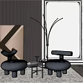 Modern Gray Leisure Sofa Set In Living Room With Floor Lamp And Rug