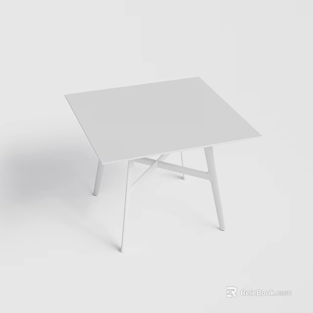 Sleek White Square Dining Table with Minimalist Cross Leg Design for Modern Home Interiors 3d model 