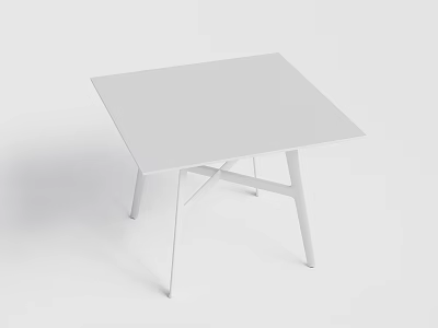 Sleek White Square Dining Table with Minimalist Cross Leg Design for Modern Home Interiors 3d model
