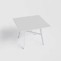Sleek White Square Dining Table with Minimalist Cross Leg Design for Modern Home Interiors