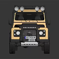 Golden Off Road Vehicle With Black Hood Roof Rack And Front Spotlights