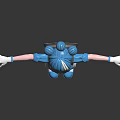 3D Rendered Biological Character With Blue Hair Twin Ponytails Backpack And Outstretched Arms