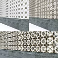 Ceramic Decorative Components With Geometric Patterns For Wall Decoration In Black White And Gray 3d model