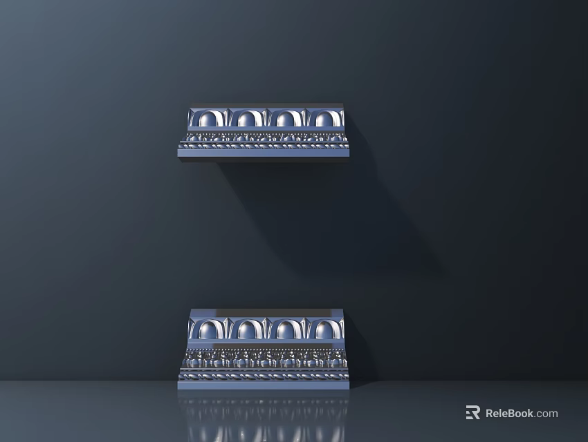 Building Exterior Wall Decorative Design Featuring Silver Arched Patterned Elements And Ornate Details 3d model 