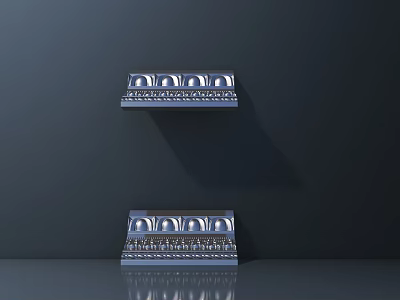 Building Exterior Wall Decorative Design Featuring Silver Arched Patterned Elements And Ornate Details 3d model