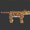 Detailed 3D Pixel Art Tiger Figure With Colorful Digital Block Design