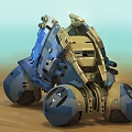 Blue Sci Fi Car With Futuristic Design Flame Details And Large Wheels