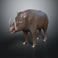 Realistic 3D Render of Wild Animal With Brown Fur Long Snout and Tusks