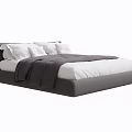 Modern Double Bed With Gray Frame White Sheets Pillows And Dark Gray Blanket 3d model