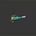 Vintage Biplane Toy With Cream Wings Green Body Red White Blue Tail And Propeller