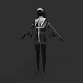 Stylish Black And White Outfit With Long Sleeves Cap And Structured Design
