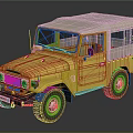 Yellow Vintage Jeep with Soft Top Classic Design and Off Road Wheels