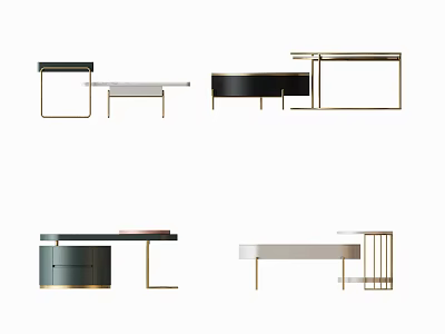 Modern Coffee Table Designs With Sleek Metal Frames And Diverse Top Materials 3d model