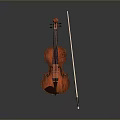 Classic Brown Wooden Violin With Bow As Elegant Household Musical Instrument