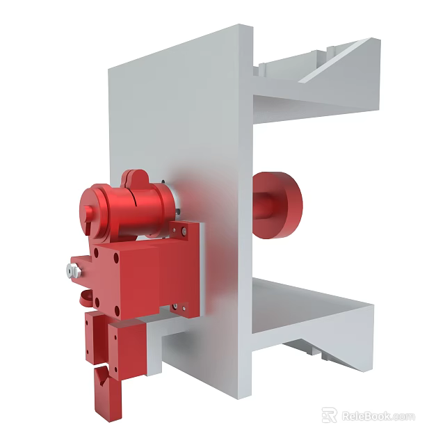 Mechanical Device With Red Components And Gray Structure 3d model 