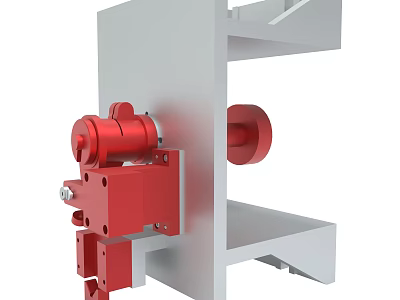 Mechanical Device With Red Components And Gray Structure 3d model