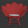 Red Petal Shaped Accent Chair With White Cushion And Modern Design