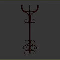Red Decorative Coat Rack With Hanging Hooks And Ornate Base For Clothing Storage