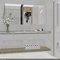 Modern Bathroom Cabinet Rack With Marble Countertop Wall Mounted Design And Mirror Storage