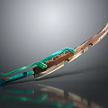 Ornate Bronze Blade With Green Accents And Intricate Handle Design Details