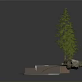 Small Outdoor Leisure Space With Circular Areas Benches Trees And Paved Ground