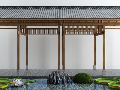 New Chinese Style Pavilion Courtyard Leisure Pavilion 3d model