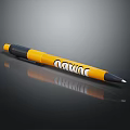 Yellow And Black Pen With White CATWAC Logo On Black Surface With Silver Tip