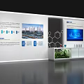 Event Display Wall With Infographics City Images Screen And Green Plants