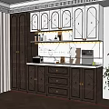 Modern Dark And White Sideboard With Marble Countertop Coffee Machine And Decorations