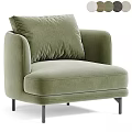 Beige Modern Leisure Chair With Plush Back Cushion And Black Metal Legs