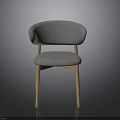 Modern Curved Back Chair With Gray Fabric Padded Seat And Wooden Legs