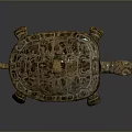 Ancient Carved And Painted Turtle Sculpture With Detailed Design Patterns 3d model