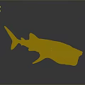Realistic Golden Textured Shark Model Displayed on Grey Background with Reflection 3d model