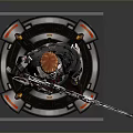 Game Movie Character With Red Hair White Red Armor And Long Spear On Circular Base