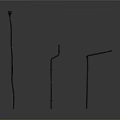 Three Black Long Rod Shaped Support Stands With Different Structures On White Background
